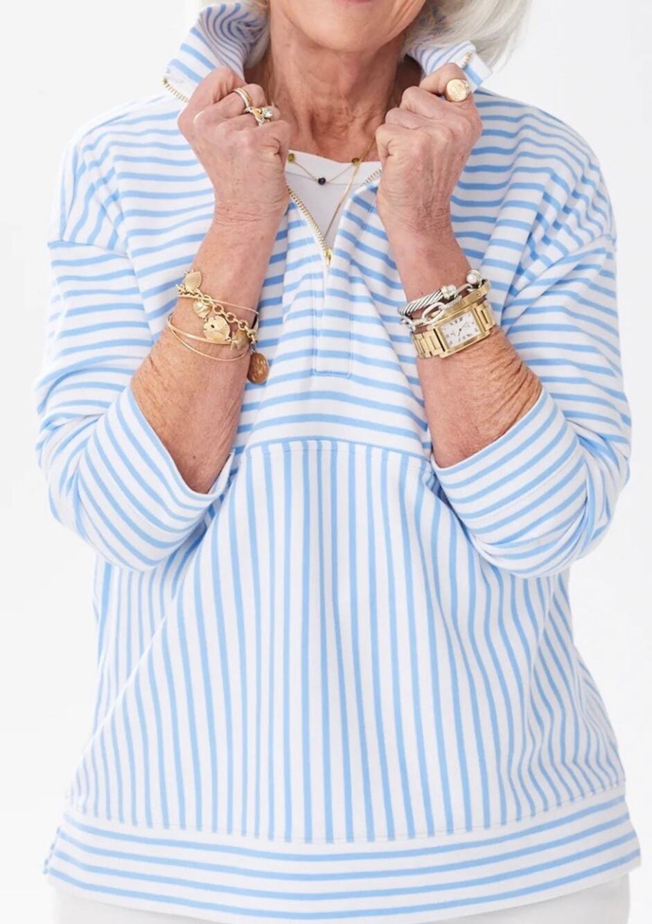Alice Walk The Zip-Up Sweatshirt Striped Women’s Sz. S